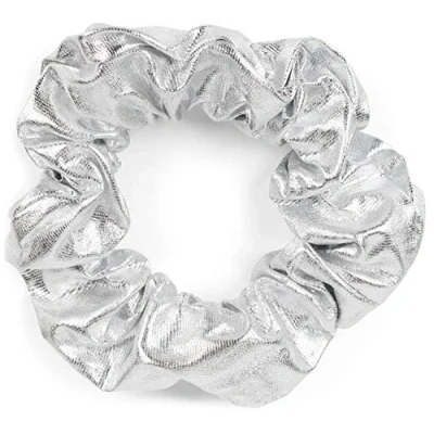 Imagen de styleBREAKER cinta elástica metálica para el pelo XXL de mujer en estilo retro, Scrunchie, gomilla, 04027003, color:Plata metalizada