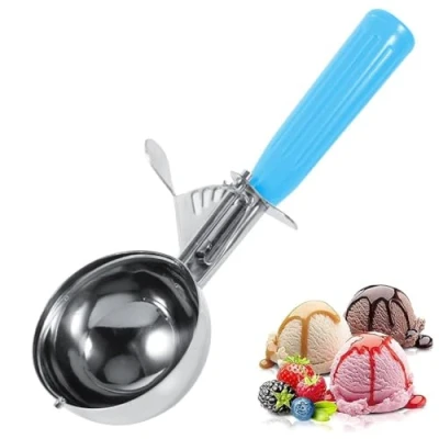 Imagen de Nikou Cuchara de helado práctica fruta acero inoxidable con mango plástico Herramienta cocina (Color : Blue 5.7cm)