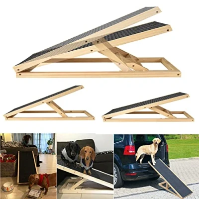 Imagen de Rampa para Perros con 2 Escalones Regulables en Altura Escalera Perro Plegable Antideslizante de la Alfombra Coche Coche, Furgoneta, Sofá, Cama, 70x35x30/40cm, Carga Máxima 150kg