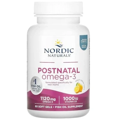 Imagen de Nordic Naturals, DHA Postnatal, 1120mg Omega 3 con EPA, y Vitamina D3, Alta Dosificación, Sabor Limón, 60 Cápsulas blandas, Testado en Laboratorio, Sin Soja, Gluten, No GMO