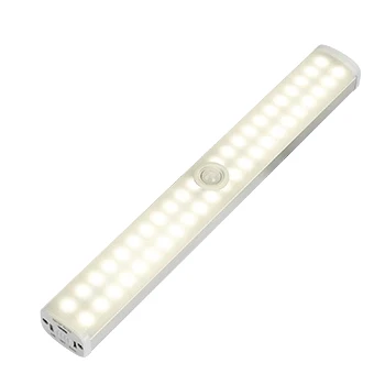 Imagen de Aigostar Luz Armario con Sensor de Movimiento Recargable Luces LED Cocina Bajo Mueble 3000mAh Nocturna Escaleras Pasillo Iluminación Automatica Lámpara 6500K Blanca Fria