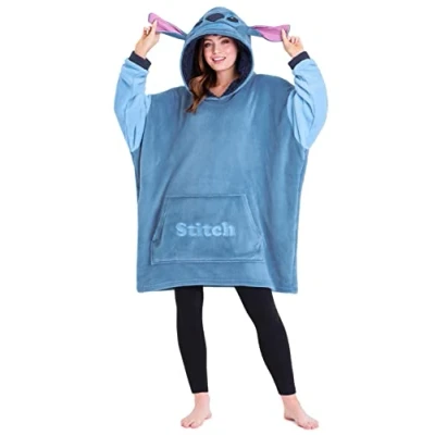 Imagen de Disney Sudaderas Mujer, Stitch Batamanta de Forro Polar Evil Queen Poncho Sudadera Manta Oversize con Capucha (Azul)