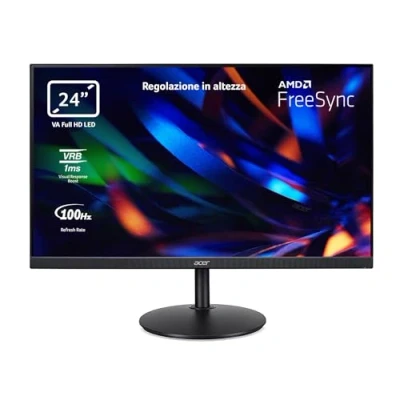Imagen de Acer CBA242YHbirf Monitor 24 &quot; Full HD 100 Hz (60 cm, 1920x1080, 16:9, 250 Nits, Tiempo de Respuesta 1ms VRB, AMD FreeSync, ZeroFrame, 1xVGA/1xHDMI 1.4) Regulable en Altura Color Negro