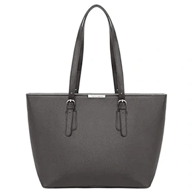 Imagen de David Jones Bolso de Mano Grande Mujer Tote Bag Shopper Piel PU Hombro Trabajo Shopping Gran Capacidad Cuero Compras Asa Larga Escuela Estudiante Moda Gris