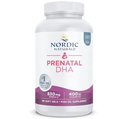 Imagen de Nordic Naturals, Prenatal DHA, 830mg Omega 3 con EPA y Alta Dosificación, Sin Sabor, 180 Cápsulas blandas, Testado en Laboratorio, Soja, Gluten, No GMO