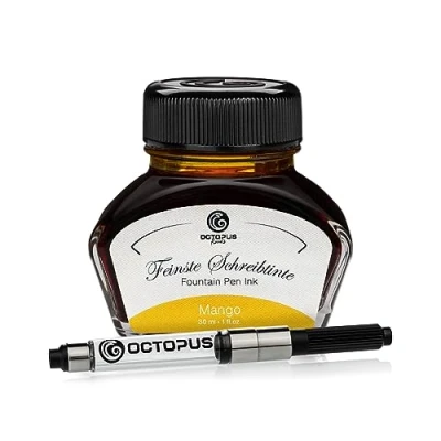 Imagen de Octopus Fluids Mango tinta para escribir con convertidor incluido, pluma estilográfica, 30 ml Naranja