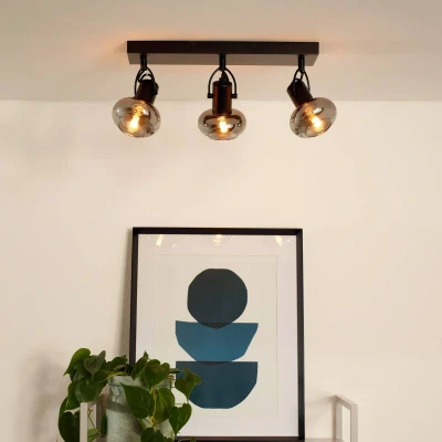 Imagen de Lucide Madee downlight de techo, negro/humo, 3 luces