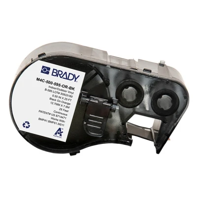 Imagen de M410 Brady M4C 500 595 OR BK cinta vinilo negro sobre naranja 12,7 mm x 7,62 m (original)