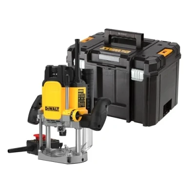 Imagen de DEWALT DWE627KT QS Fresadora 2.300W, Recorrido de corte 80 mm, Arranque suave y guía paralela, Incluye accesorios, adaptador aspiración caja T STAK VI