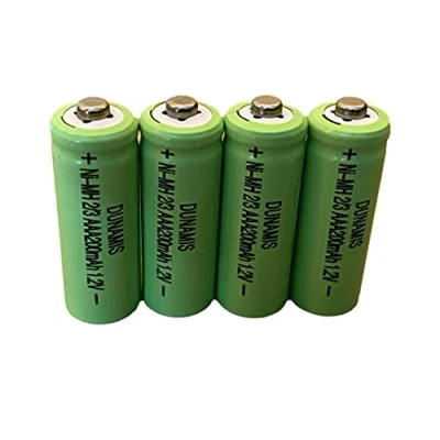 Imagen de Dunamis Paquete de 4 Pilas Recargables para luz Solar (1,2 V, NiMH 2/3 AAA, 200 mAh, tamaño Luces solares jardín). No Son AAA estándar, Sino Dos tercios o