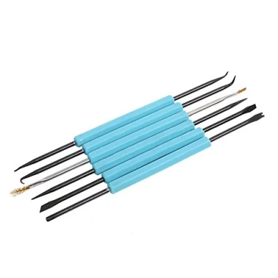 Imagen de Accesorios de soldadura, 6 en 1 Juego herramientas reparacion ayuda soldadura doble cara, horquilla asistencia hexagonal + escariador retención viruta cepillo aguj