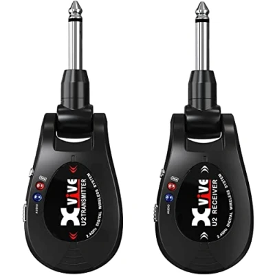Imagen de Xvive U2 Sistema inalámbrico para guitarra recargable de 2,4 GHz, transmisor y receptor digital eléctrica, bajo, violín, teclado (Negro)