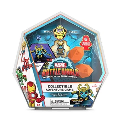 Imagen de Funko Marvel Battleworld: Serie 1 Mystery of The Thanostones Mega Pack Loki (Incluye 5 héroes coleccionables + Exclusivo 13 Cartas de Batalla) Ideal para Mayores 6 años