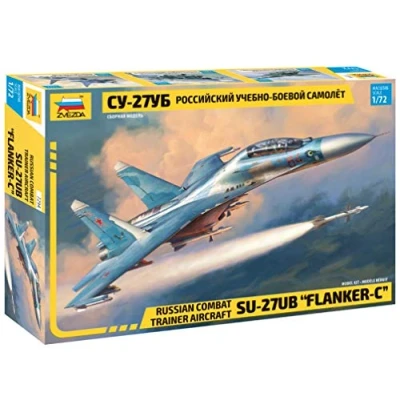 Imagen de Zvezda Sukhoi SU 27 UB Flanker C 500787294 Sukhoi, maqueta, construcción de Modelos, aficiones, Manualidades, Kit plástico, Color Plateado, Small (7294)