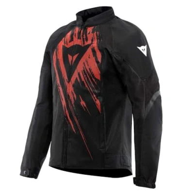 Imagen de Dainese Air Graphics Tex Jacket, Chaqueta de Moto Verano, Ventilada y Ligera, con Protectores Suaves en Hombros Codos, Hombre, Negro/Rojo Asfalto, 48