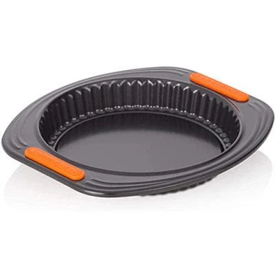 Imagen de Le Creuset Molde tarta con base extraíble, redondo, diametro 26 cm, resistente a ácidos, revestimiento de acero al carbono, Gris y Naranja, 94100732000000