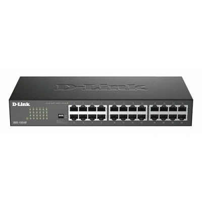 Imagen de D Link DGS 1024D Switch 24 Puertos Gigabit (LAN RJ 45, sin gestión, 1000 Mbps por Puerto, QoS, Carcasa metálica, Montaje en Rack para pymes) Color Negro y Plata