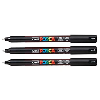 Imagen de Uni ball PX89789000 POSCA 181701 Rotulador con punta calibrada (negro 3 unidades)