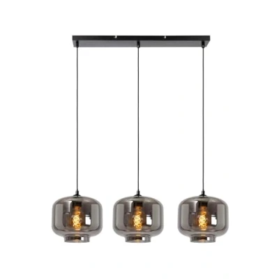 Imagen de Lucide Lámpara colgante Medine, gris ahumado, angular, cristal, 3 luces, E27