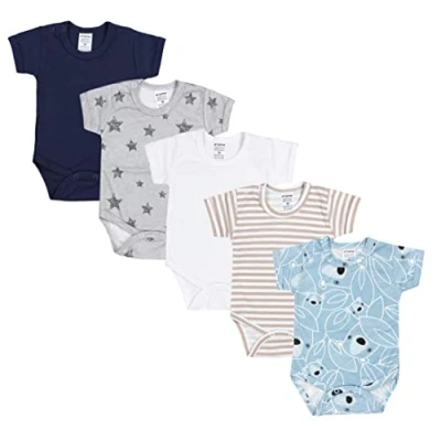 Imagen de TupTam Body para Bebés Niño Mangas Cortas Paquete de 5, Azul Oscuro Verde, 80