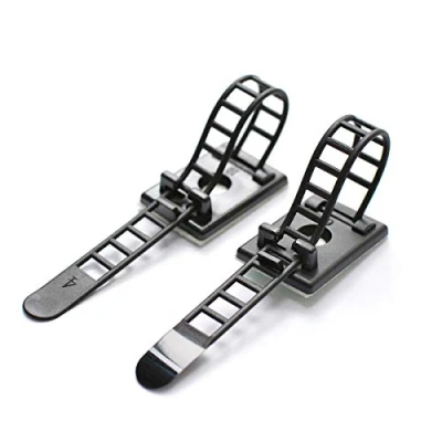 Imagen de 50 piezas Ataduras de cables clips cable adhesive Tirantes ajustables nylon con cremallera para y montaje tornillo opcional el manejo (negro)