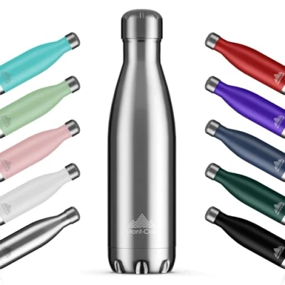 Imagen de Mont Clair H2O Botella agua Acero Inoxidable Termica sin BPA, 12h de Bebida Caliente y 24h Fría, Termo con pared Doble Aislamiento, Isotermica 750ML Plata