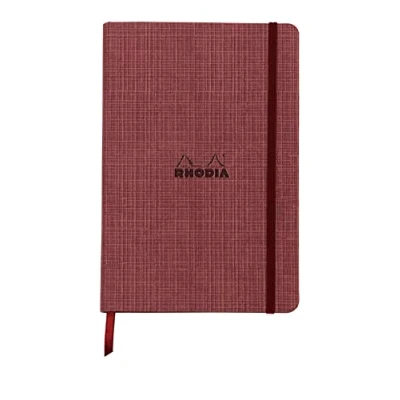 Imagen de Rhodia 120033C ORANGE Botanique carnet rembordé rigide A5 ligné, 192 pages papier ivoire 90g couverture simili cuir motif Amarante