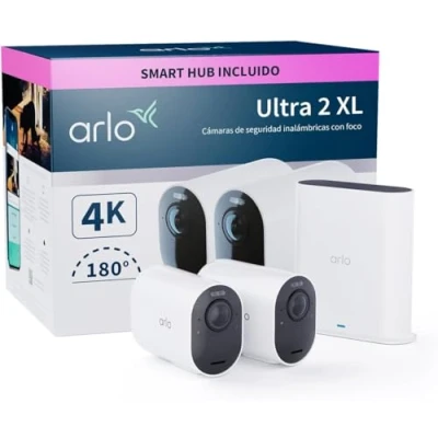 Imagen de Arlo Ultra 2 XL Camara de Vigilancia WiFi Exterior 4K, Interior, Sensor Movimiento, Alarmas Para Casa, Requiere Smart Hub Disponible Por Separado, Cámaras, Blancas