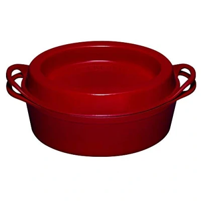 Imagen de Le Creuset Doufeu oval de hierro fundido, 32 cm, Apto para todas las fuentes calor, incluso inducción, Cereza, 25084320602460