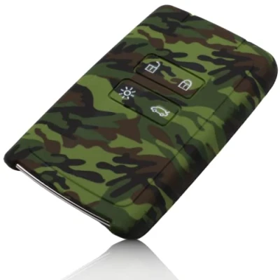 Imagen de FOAMO Funda de silicona para llave coche, compatible con Renault Smartkey 4 botones (solo Keyless Go), diseño camuflaje