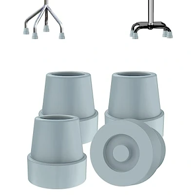 Imagen de supregear Consejos de Goma para Bastones (4 Pack), Punta Bastón Cuádruple Antideslizante 13 mm Repuesto Caminar, Muletas y Accesorios Plegables, Gris