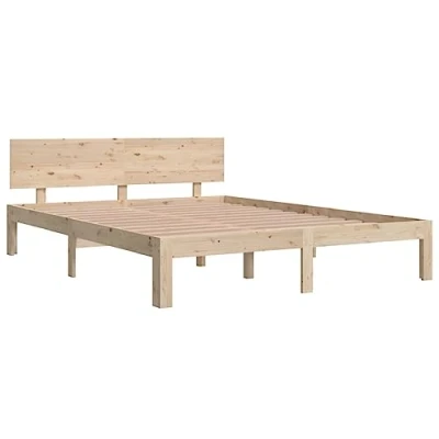 Imagen de vidaXL Estructura de Cama Somier Dormitorio Matrimonial Base Habitación Muebles Mobiliario Hogar Cuarto Descanso Madera Maciza 150x200 cm