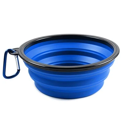 Imagen de PhoneNatic Cuenco Plegable de Silicona para Perros y Gatos, con mosquetón, XL, Azul, 1000 ml