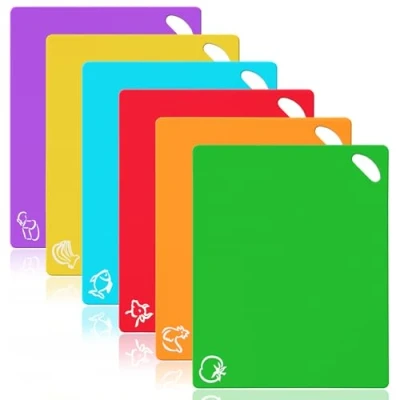 Imagen de Vicloon Tablas de Cortar Plástico,Juego 6 Cocina Flexible con Color Diferente,Tabla Plastico,Tablas BPA Libre,Alimento Antideslizante