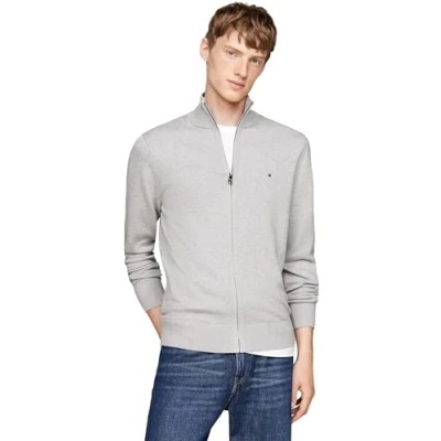 Imagen de Tommy Hilfiger Chaqueta con Cremallera Hombre Cuello Alto, Gris (Light Grey Heather), XXL