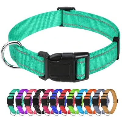 Imagen de TagME Collar Perro Ajustable,Collar Nylon Reflectante,para Caminar Correr Entrenamiento,para Perros Grandes,Turquesa,2.5cm De Ancho