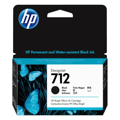 Imagen de HP 712 3ED70A Negro, Cartucho de Tinta Original HP, 38ml, para Impresoras Plotter Gran Formato DesignJet Series T650, T630, T250, T230 y Studio Cabezal Impresión 713