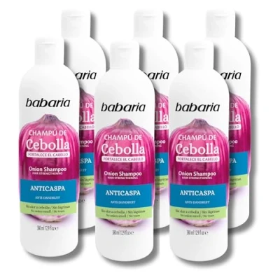 Imagen de Champu Cebolla Babaria Pack 6 Champú Anticaspa Shampoo X6 380ml Antioxidante Sin Olores Y Lágrimas