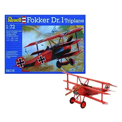 Imagen de Revell Fokker DR. 1 Triplane, Flugzeugmodellbausatz 1:72, 81 mm ( ) Von Maqueta, 10+ Años, Color Rosso, 8,1 cm (04116)