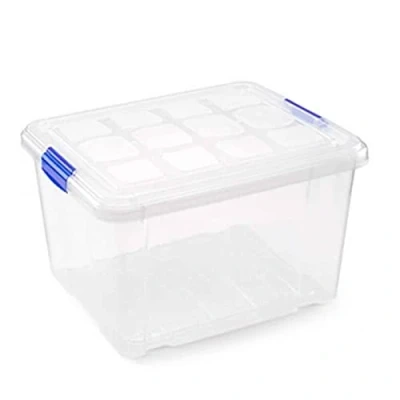 Imagen de AC Caja de ordenación plástico transparente nº 2. Contenedor para almacenar juguetes, libros, ropa, mantas. Capacidad 25 litros. Dimensiones aprox.: 25,3 x 42,3 35 cm