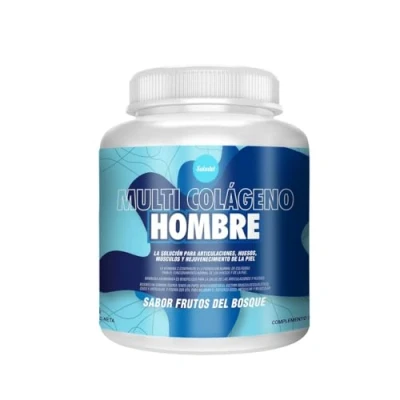Imagen de Saludel Multi Colageno Hombres Colágeno Marino Hidrolizado con Ácido Hialurónico, Magnesio, Vitamina C natural 400 Gramos Articulaciones, Huesos y Piel