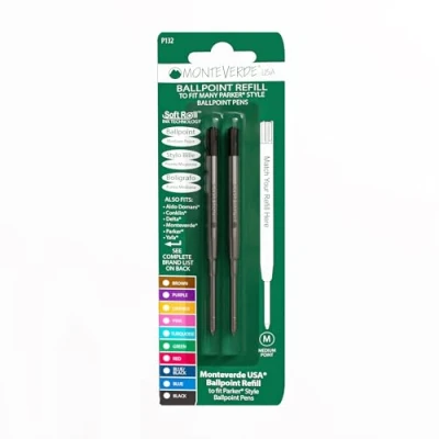 Imagen de Recambio Soft Monteverde para bolígrafo (Parker) Medium Black 2 Pc