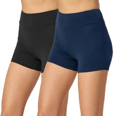 Imagen de Merry Style Pantalones Cortos Mujer Leggins Shorts 2Pack MS10 359 (2Pack Negro/Azul Marino,XL)