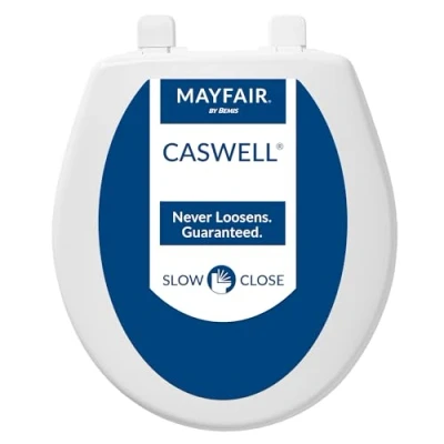 Imagen de MAYFAIR 880SLOW 000 Caswell Asiento de inodoro que se cierra lentamente y nunca afloja, redondo, plástico larga duración, color blanco, 1 paquete