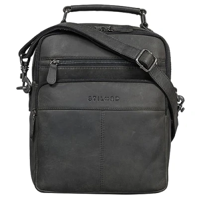 Imagen de STILORD &#039;Joe&#039; Bolso de Moda para Hombre Cuero Hombro Auténtico Estudiante Tablet Mensajero, Color:Carbon Gris