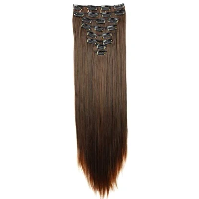 Imagen de CAISHA XL 60cm 7 Piezas Set CLIP IN EXTENSIONS Extensión De Cabello Postizo Liso Mezcla Marrón CE9