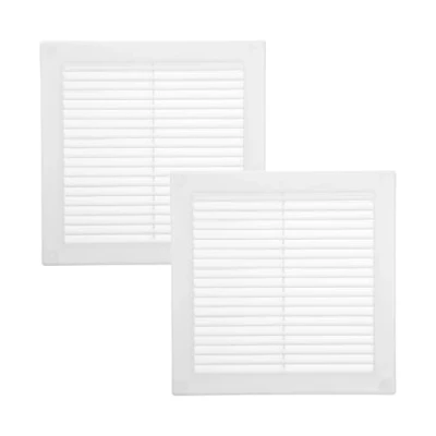 Imagen de Vent Systems 250 x mm, 2 unidades, color blanco, rejillas de ventilación cuadradas, protección contra insectos integrada, orificios HVAC para baño, oficina en casa