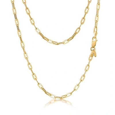 Imagen de Amberta Cadena Paperclip para Mujer en Plata de Ley 925: 18K Chapada Oro 3 mm 45 cm