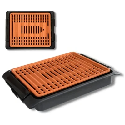Imagen de Barbacoa eléctrica STARLYF Smokefree Grill Copper Sin Humo ni olores, con revestimiento de cobre antiadherente, 1250W, Termostato Ajustable