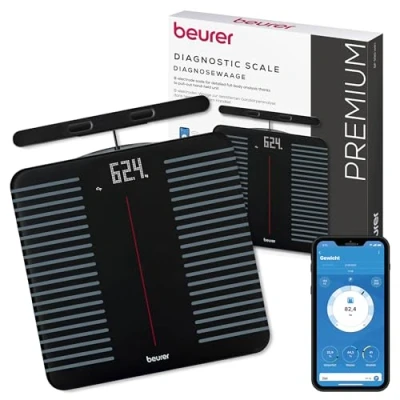 Imagen de Beurer BF 990 WIFI báscula de grasa corporal con sensores mano, personal digital conexión a app, 25 valores medición incl. y masa muscular, 8 electrodos, 180 kg